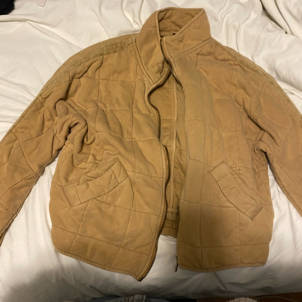 SOLD Tan Free People Quilted Dolman Jacket